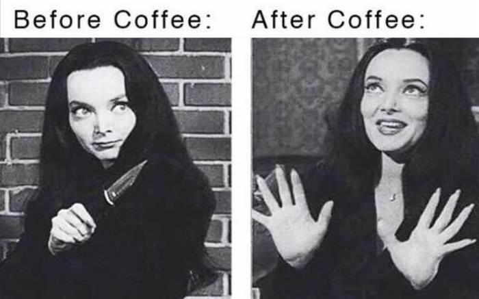 before and after coffee