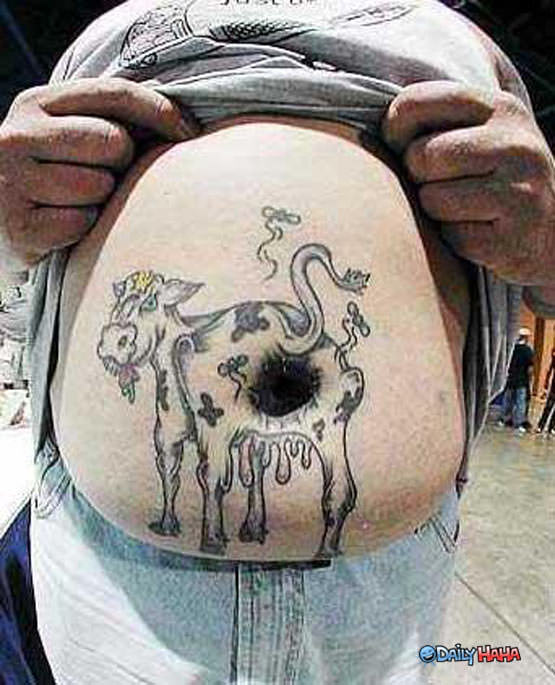 Cow belly tattoo