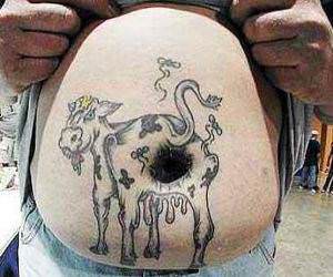 Cow belly tattoo
