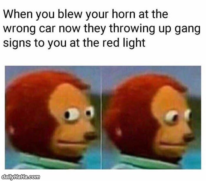 blow the horn at the wrong car funny picture