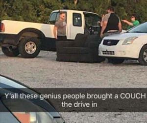 bringing a couch to the drive in