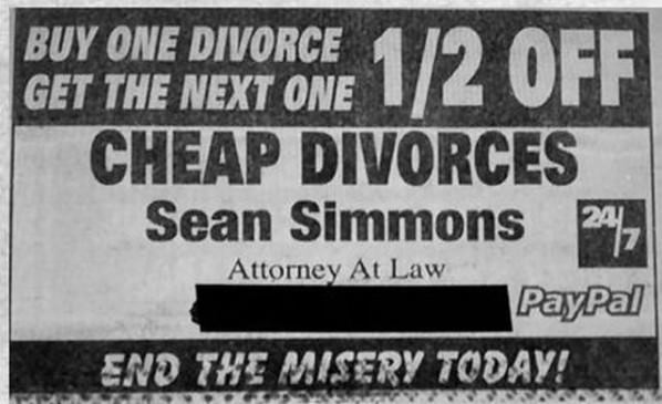 funny divorce advert picture