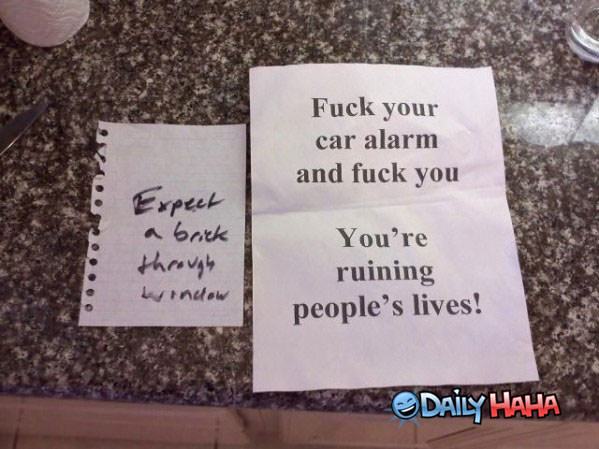 Car Alarm Threats funny picture