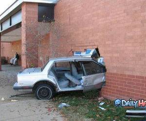 Car Crash into Brick Wall
