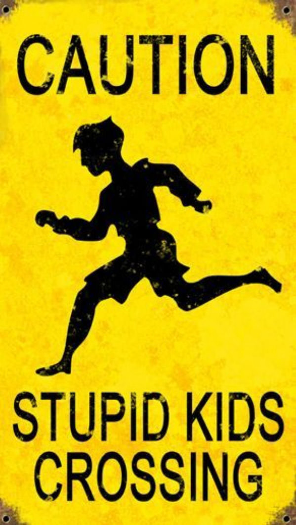 Caution Stupid Kids funny picture