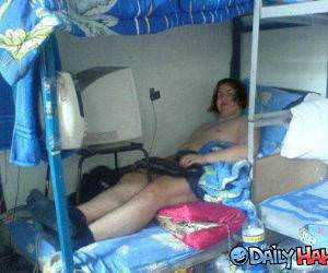 Computer nerd in bed