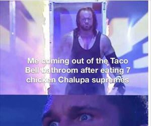 coming out of the bathroom