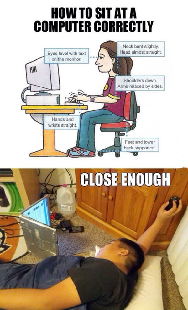 Proper Computer Posture funny picture