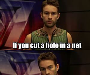 cut a hole in the net