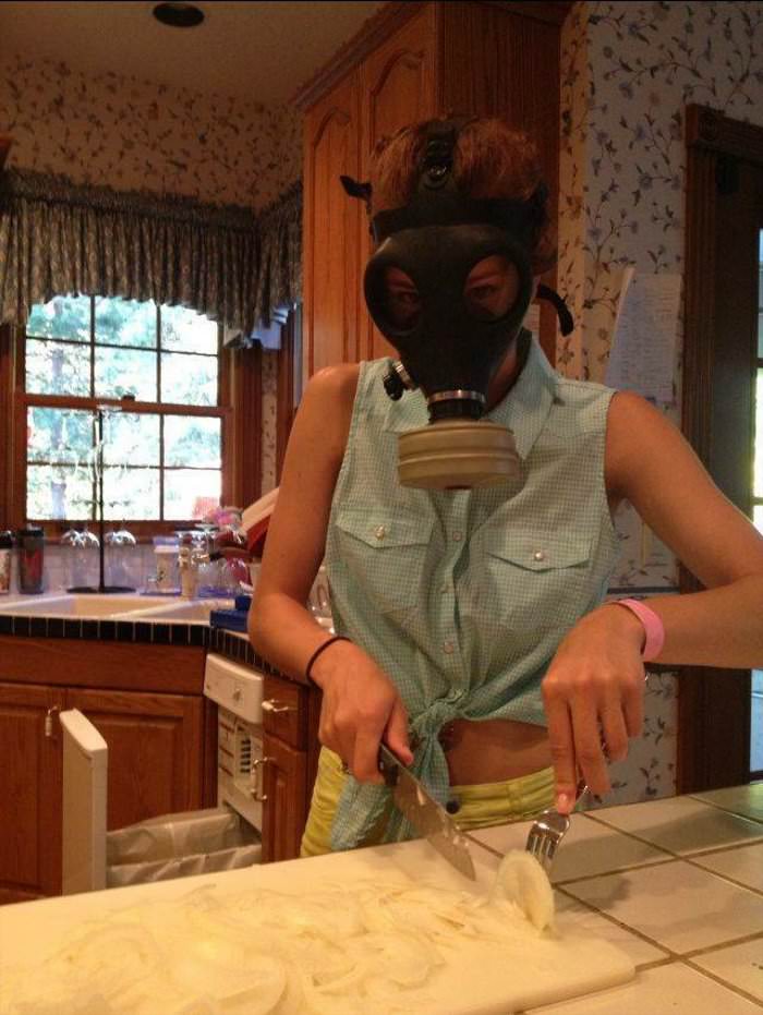 cutting up some onions