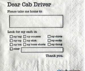 Dear Cab Driver funny picture