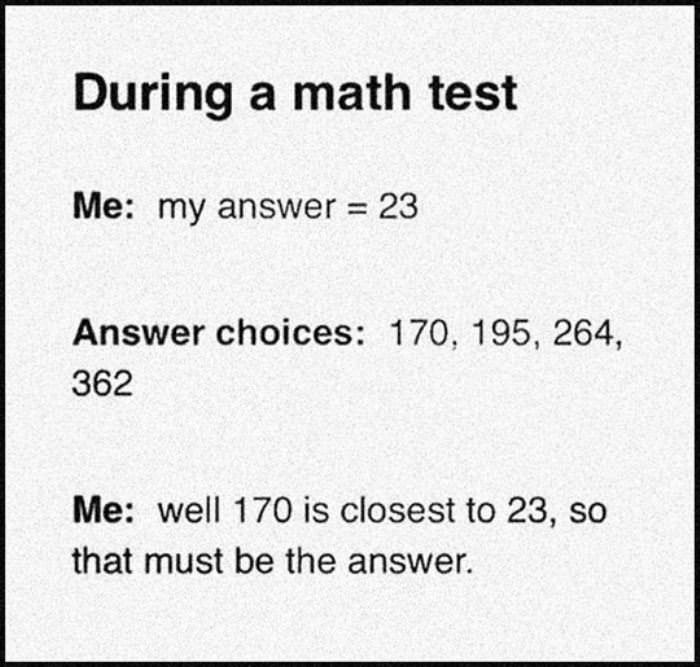 during a math test funny picture