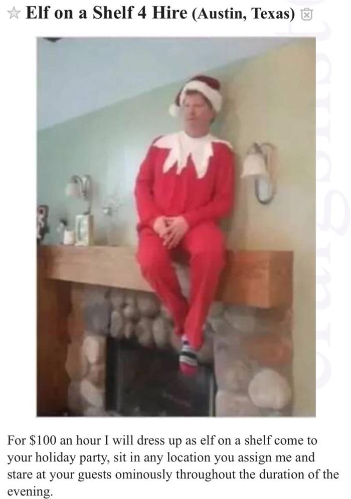 elf on a shelf for hire funny picture