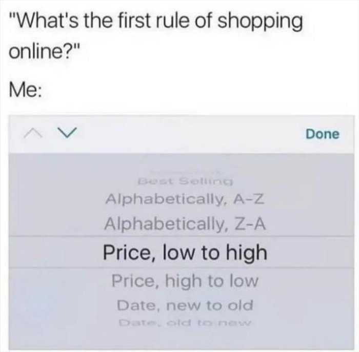 first rule of online shopping