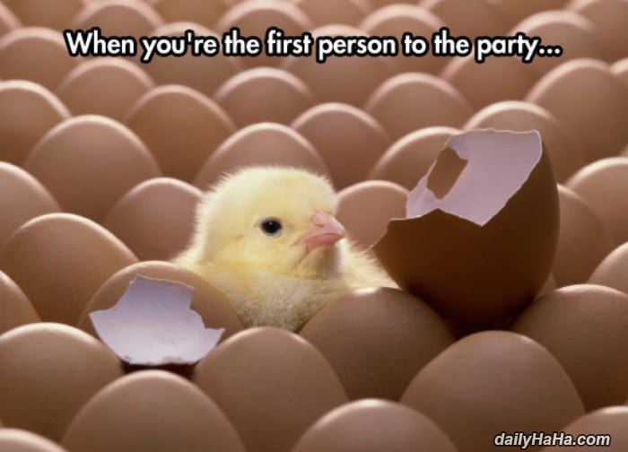 first person to the party funny picture