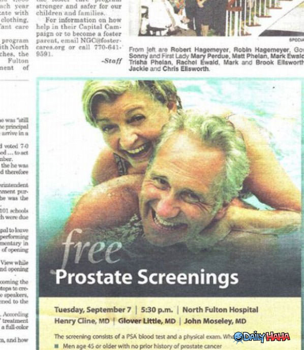 Free Prostate Screenings funny picture