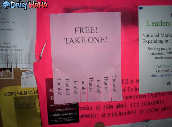 Free - Take One - Thanks
