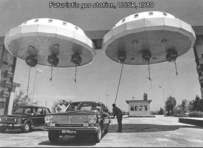 futuristic gas station