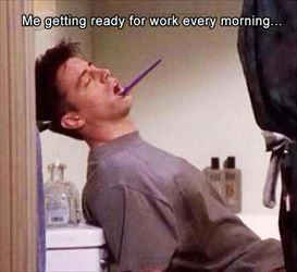 getting ready for work in the morning