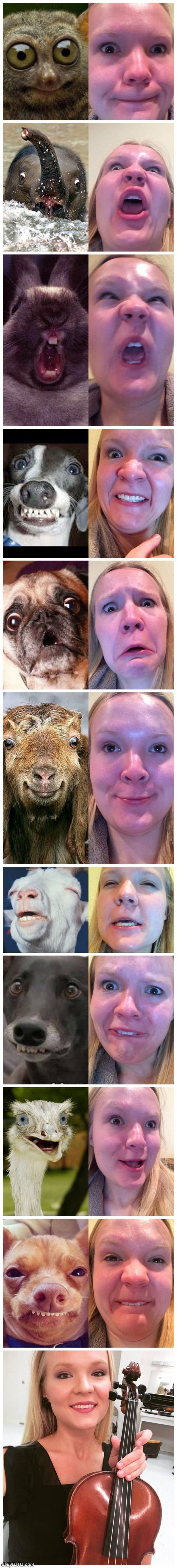 girl imitating animals funny picture