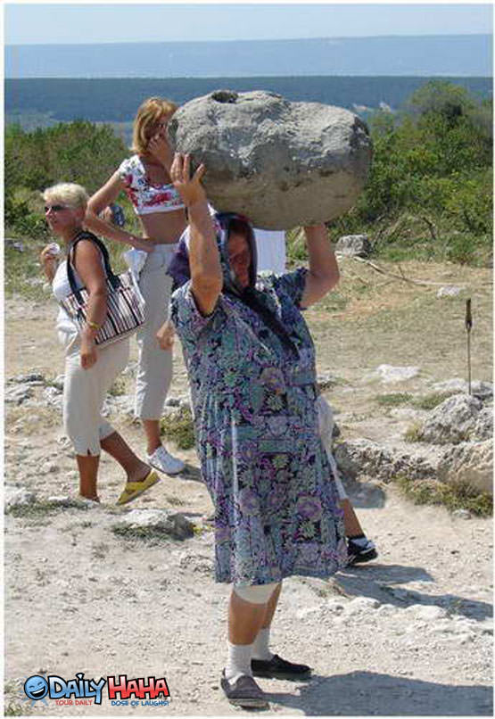Grandma Carrying Rocks