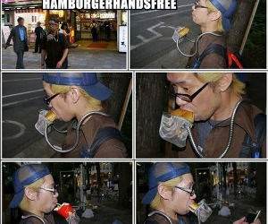 Hands Free Hamburger funny picture