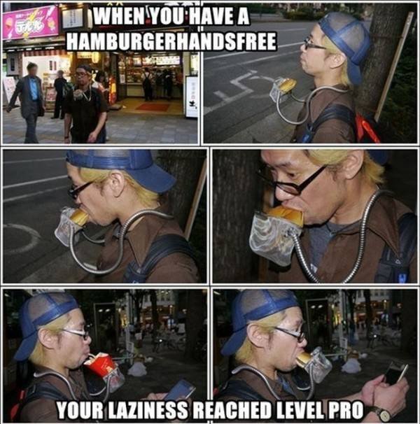 Hands Free Hamburger funny picture