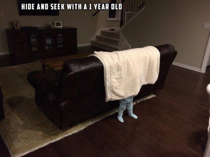 hide and seek with a 1 year old funny picture
