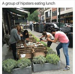 hipsters eating lunch