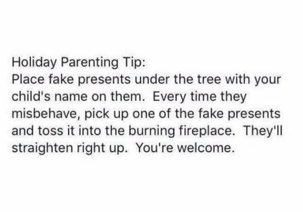 holiday parenting tip funny picture