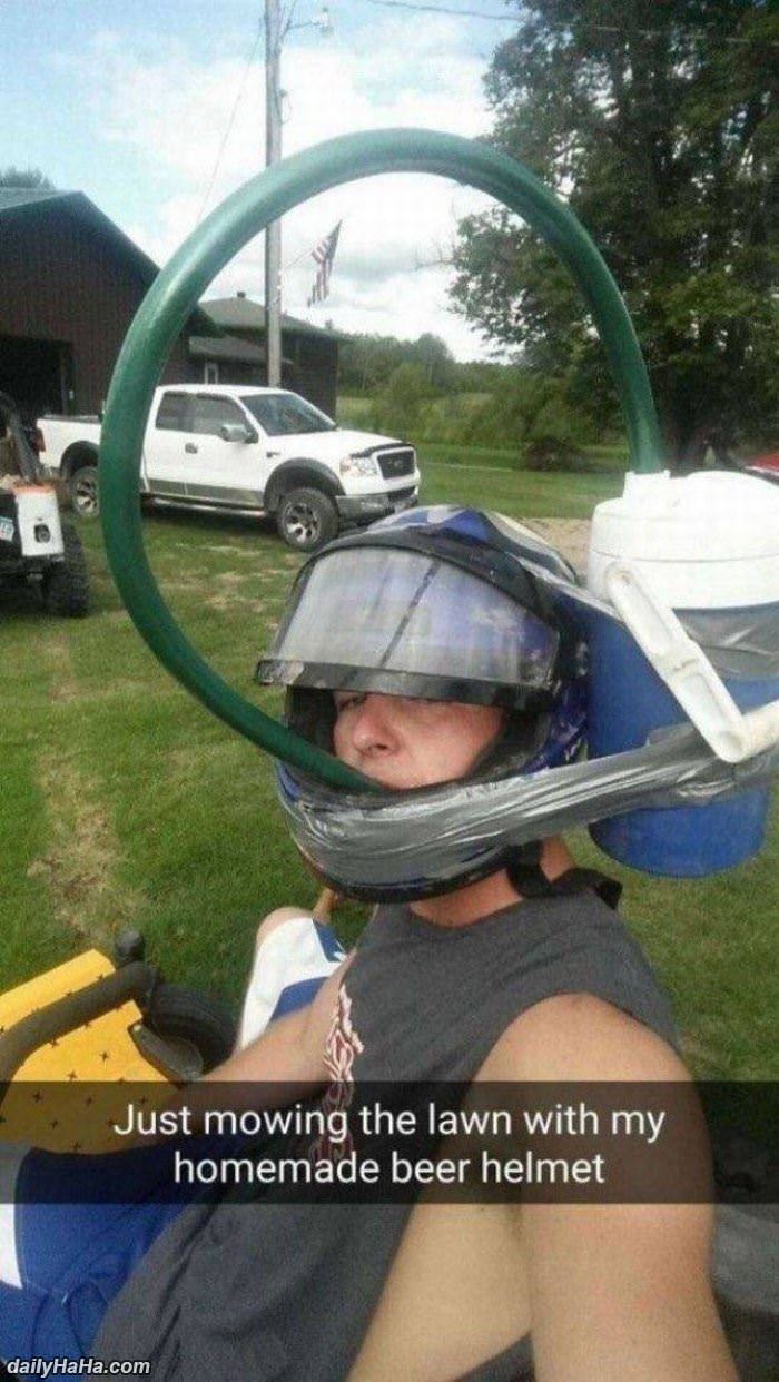 home made beer helmet funny picture