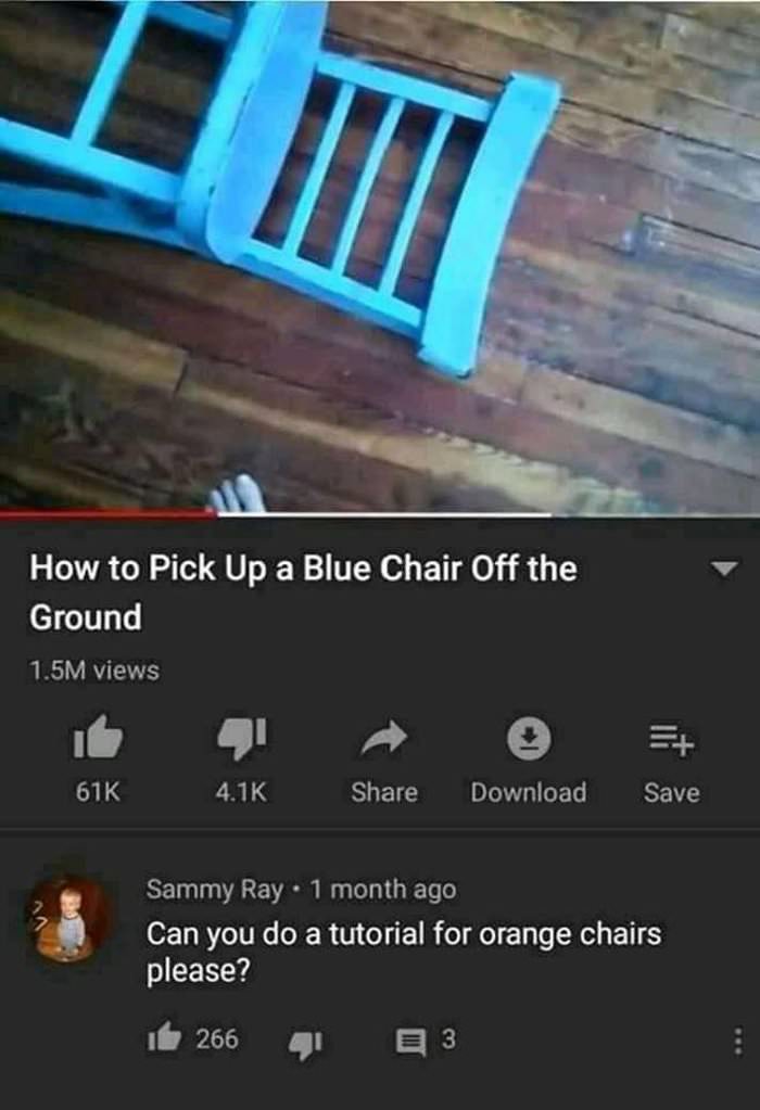 how to pick up a blue chair