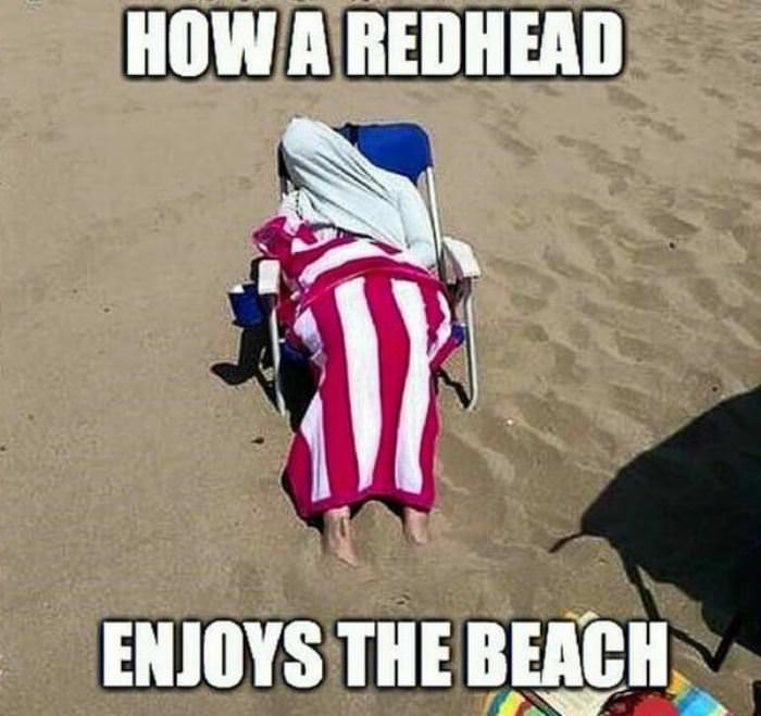 how redheads enjoy the beach funny picture