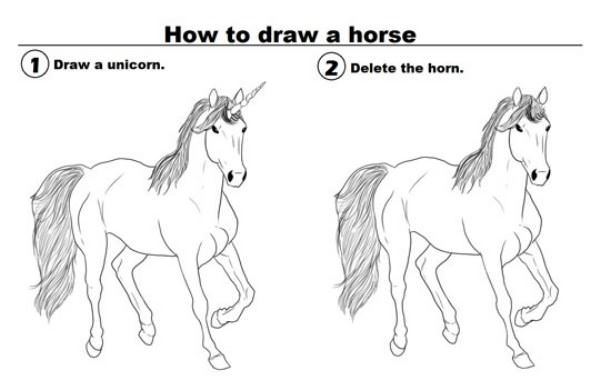 how to draw a horse funny picture