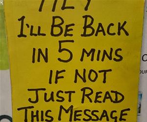 i will be back in 5 minutes funny picture