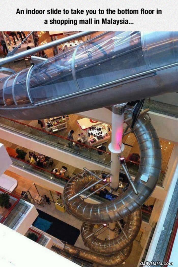 indoor mall slide funny picture