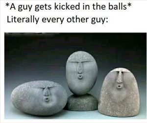 kicked in the balls