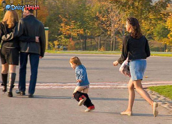 Kid Running no Pants