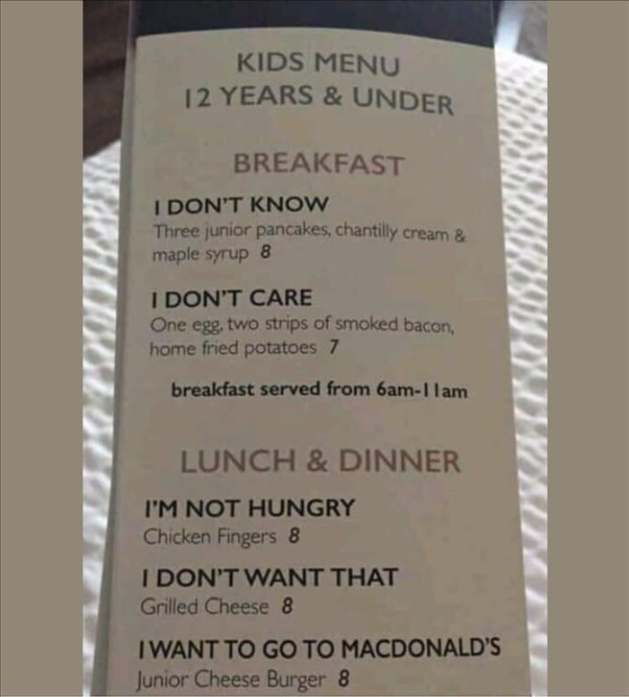 kids menu ... 2