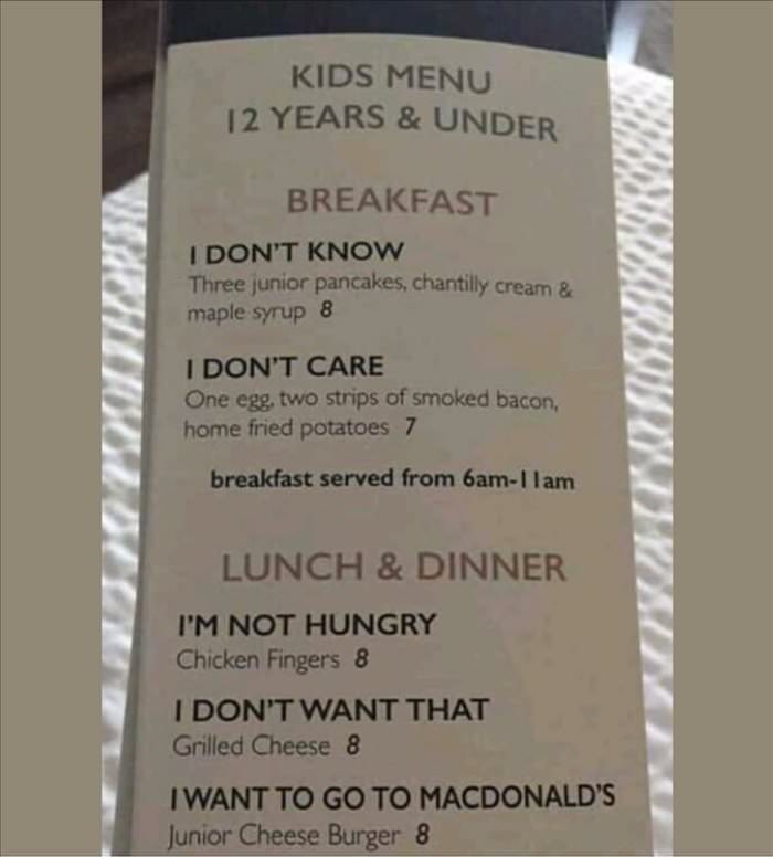 kids menu ... 2