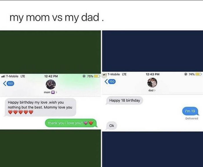mom vs dad ... 2