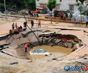 Sink Hole eats car