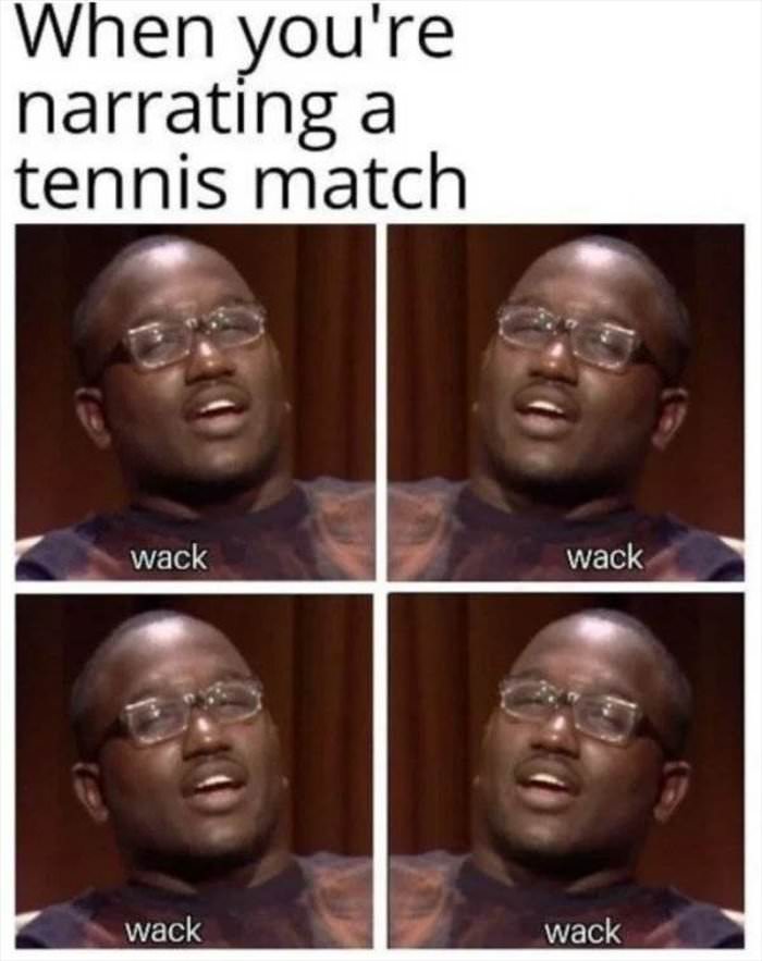 narrating a tennis match
