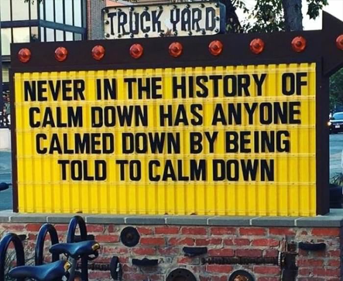 never in the history of calm down