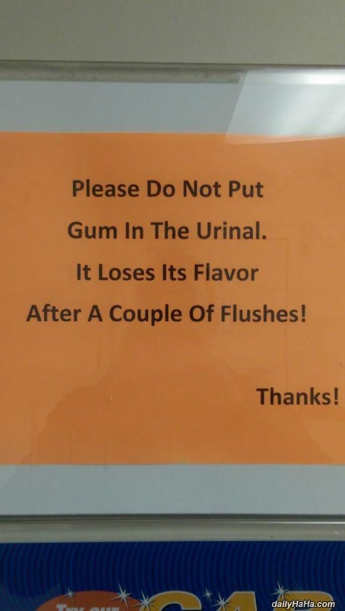 no gum in the urinal funny picture