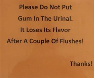 no gum in the urinal funny picture