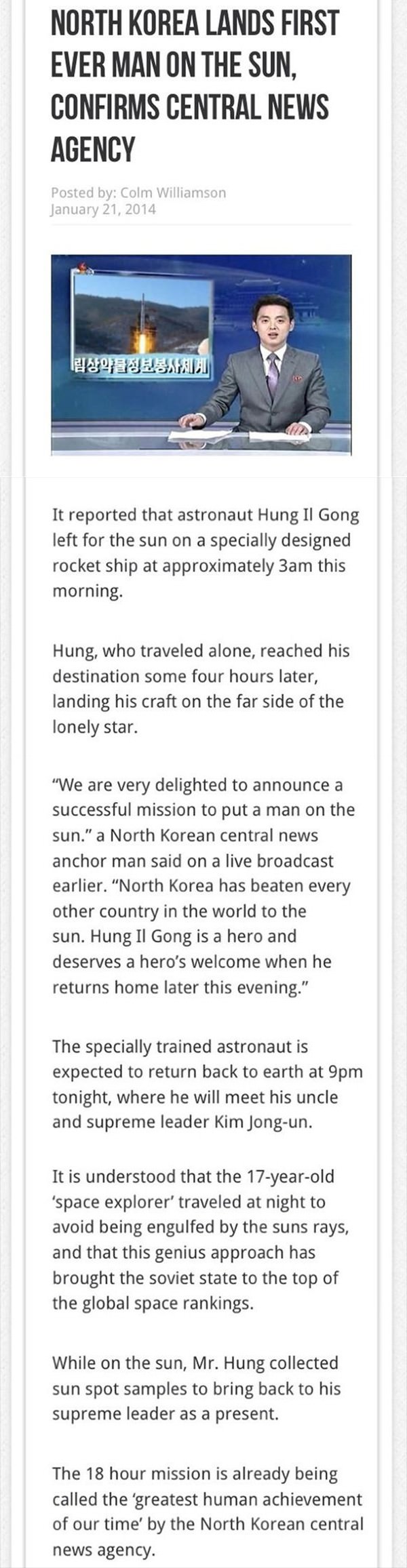 North Korea Lands on Sun funny picture