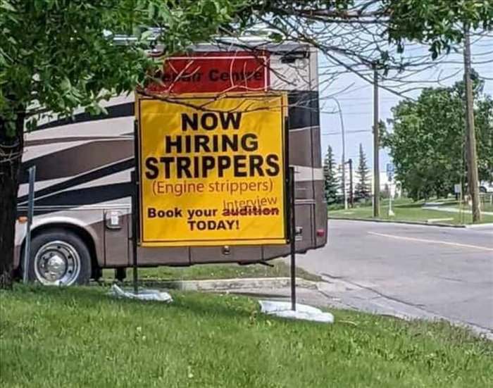 now hiring strippers