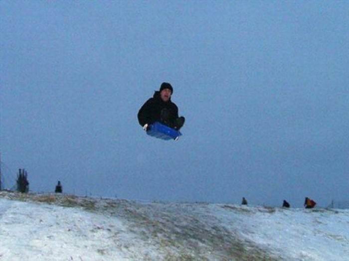 one hell of a sledding jump