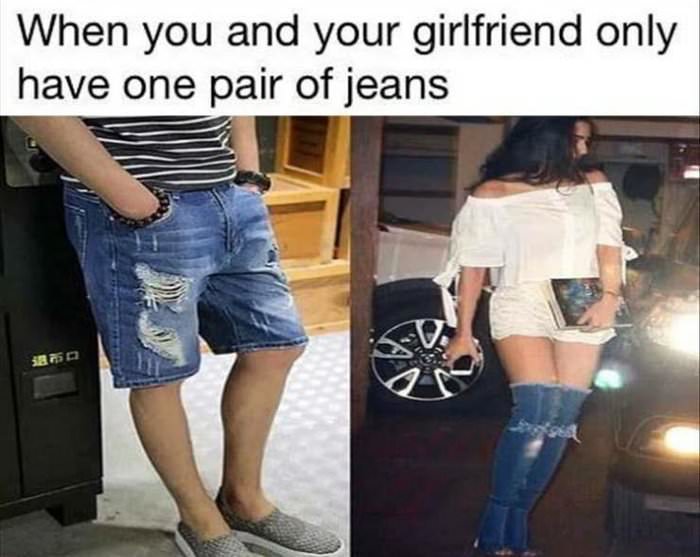 only one pair of jeans